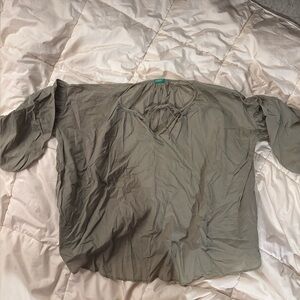 Olive Green Wide Neck Blouse